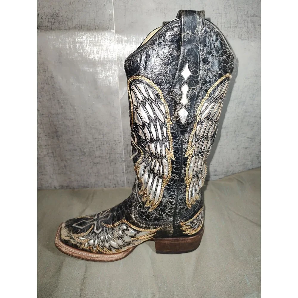 Corral Winged Cross Distressed Women's Western Boots Sz 6M